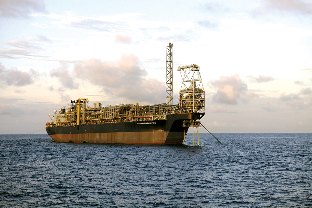 Le Kwame Nkrumah, une unité flottante de production, de stockage et de déchargement, au mouillage dans le champ de pétrole de Jubilee au large du Ghana. [TULLOW OIL]